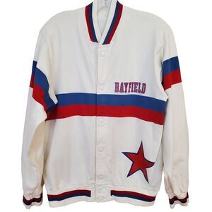 Vintage Sand-Knit MacGregor Baseball Jacket Bayfield WI Jersey Americana 40/M